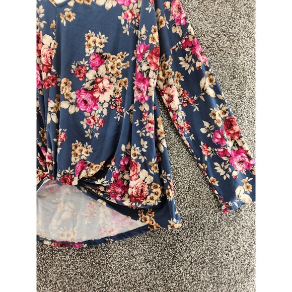 White Birch Blue Floral Large Long Sleeve Blouse - Picture 2 of 5